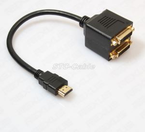 HDMI 2 DVI D 여성 스플리터 어댑터 케이블