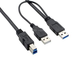 USB 3.0 케이블 Y 모양 USB 2.0 전원 공급 케이블 표준 B 타입 남성 프린터 케이블을 함께 해요